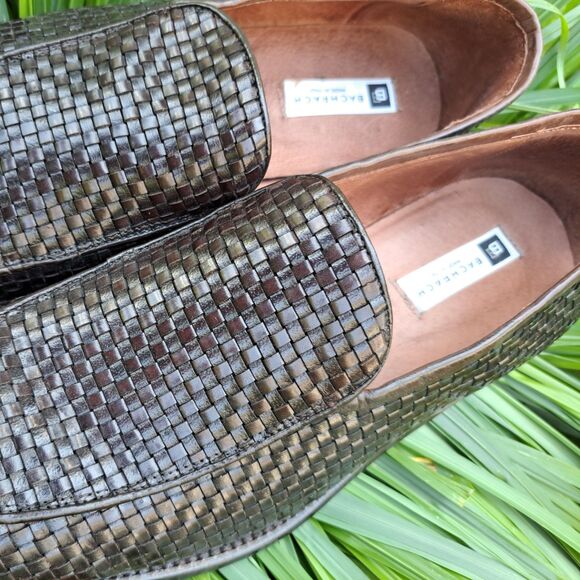 Vintage Bachrach Woven Brown Shoes Size 11.5 Utmost Quality Italian Leather
